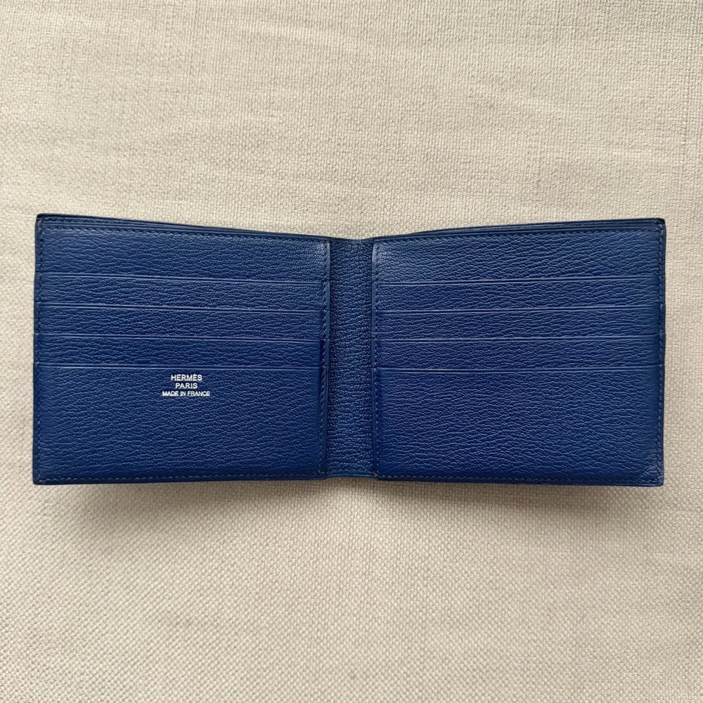 RARE🔹Hermes🔹Portefeuille MC2 Copernic Exotic Ostrich Leather Bifold Wallet